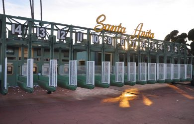 Arcadia, California/United States - December 29, 2017: Santa Anita horse race track starting gate